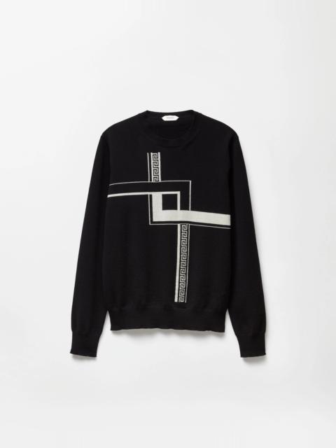 VERSACE Intarsia Cashmere Knit Sweater