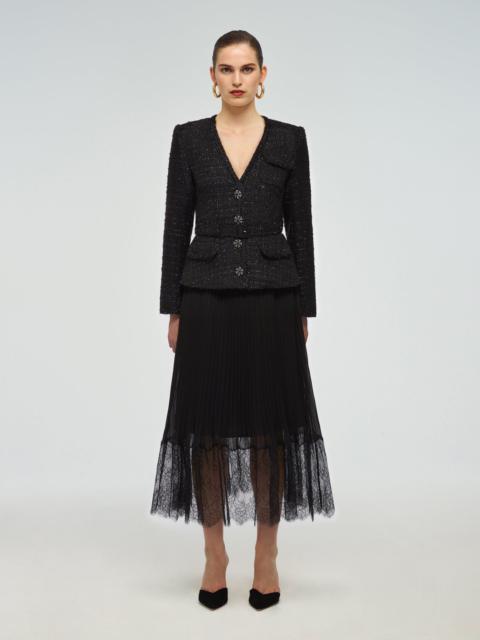 self-portrait Metallic Bouclé Tailored Midi Dress