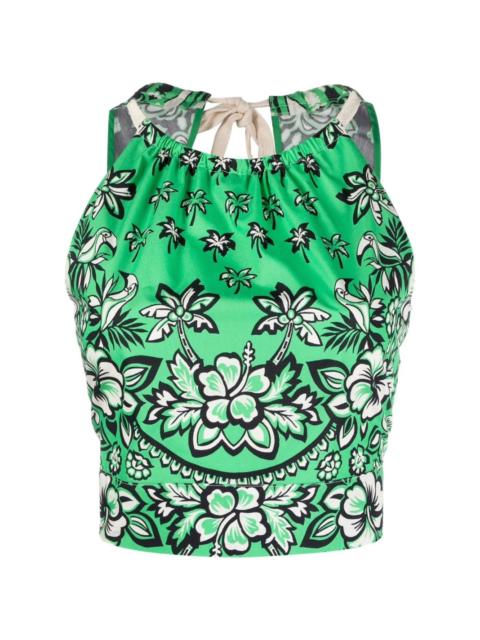 REDValentino floral-print cropped top