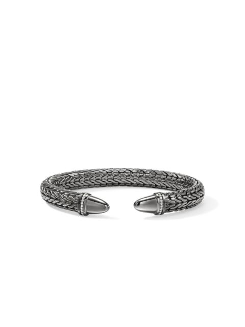 JOHN HARDY Spear 50 Flex Cuff, Dark Silver, Diamonds