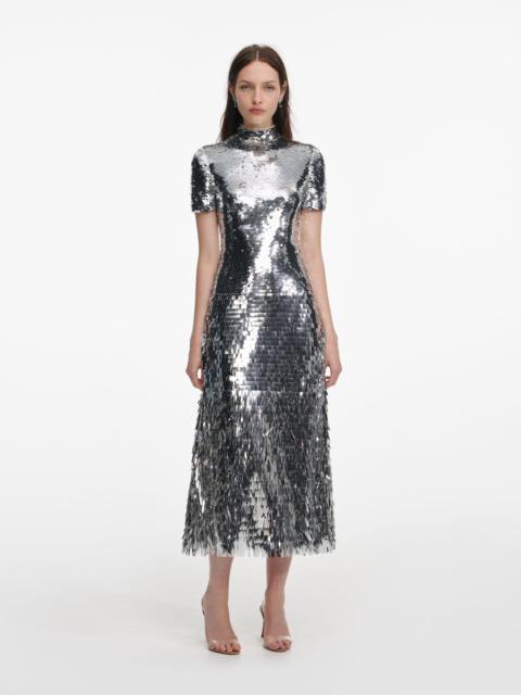 self-portrait Silver Gradient Sequin Midi Dress
