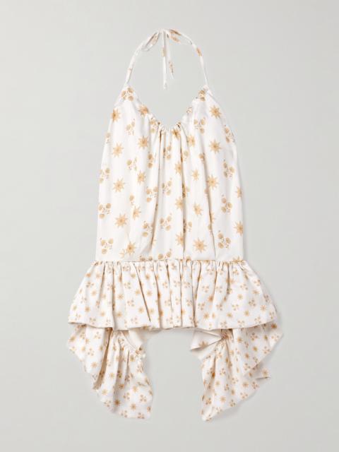 LIBEROWE Tamara Floral-print Crepe Peplum Halterneck Top