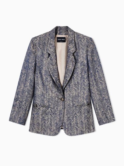 GIORGIO ARMANI SINGLE-BREASTED JACKET IN VISCOSE JACQUARD CHEVRON