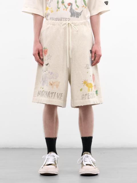 Maison MIHARAYASUHIRO White Scribble Graphic Sweat Shorts