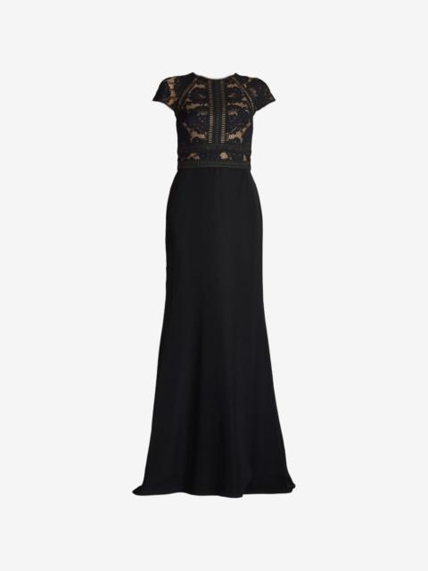 TADASHI SHOJI Catrine lace-panelled floor-length maxi dress