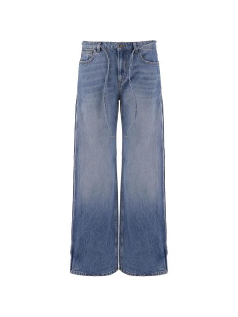 The Garment washed-effect tie-waist jeans