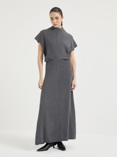 Cashmere English rib diagonal knit dress