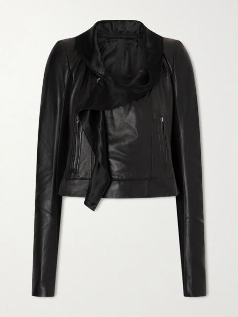 Rick Owens Satin twill-trimmed leather jacket Black
