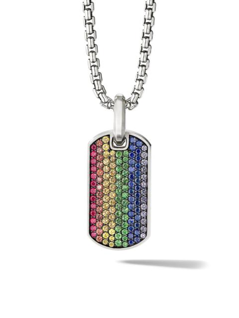 DAVID YURMAN Men's Chevron Tag in Sterling Silver - Rainbow Sapphire