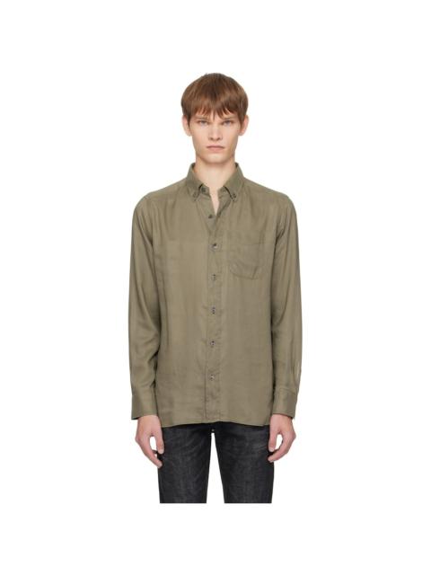 TOM FORD Khaki Gabardine Slim Fit Shirt