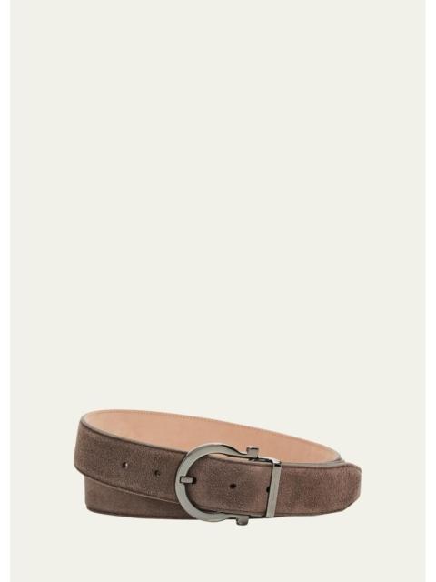 FERRAGAMO Men's Gancio-Buckle Reversible Leather Belt