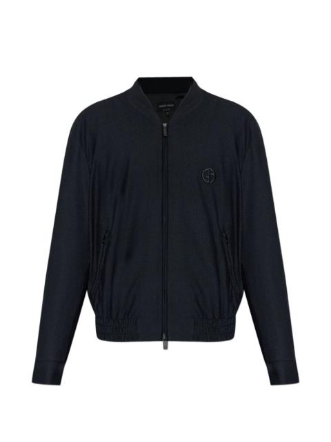 GIORGIO ARMANI logo-embroidered bomber jacket