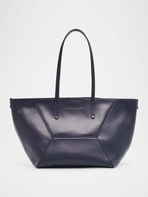 Brunello Cucinelli Duo Small Leather Shopper Tote Bag