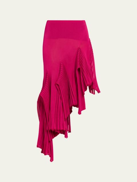 Alaïa Asymmetric Godet Ruffle Midi Skirt