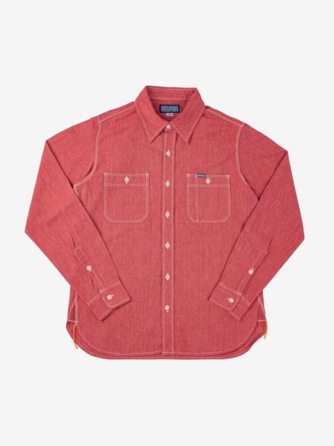 IHSH-290-RED 10oz Mock Twist Selvedge Chambray Work Shirt - Red