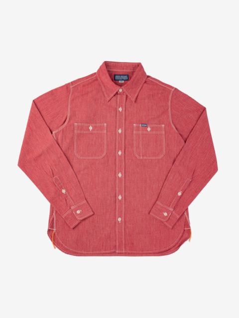 Iron Heart IHSH-290-RED 10oz Mock Twist Selvedge Chambray Work Shirt - Red