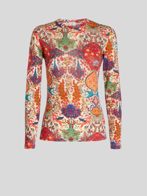 Etro JERSEY JUMPER WITH FLORAL PRINT AND PEGASO