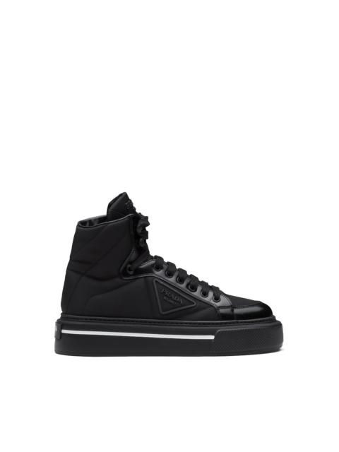 Prada Prada Macro Re-Nylon and brushed leather high-top sneakers
