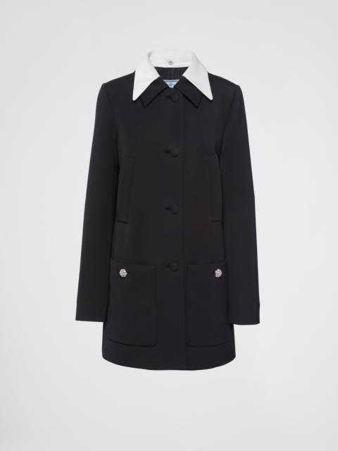 Prada Singled-breasted wool sateen coat with collar
