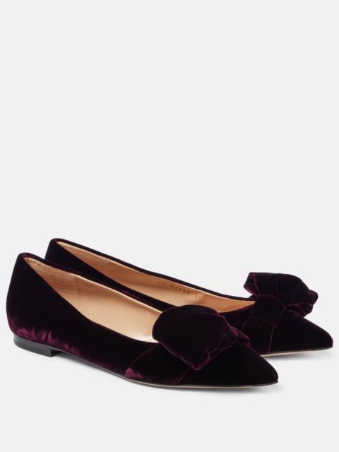 Gianvito Rossi Bow-detail velvet ballet flats