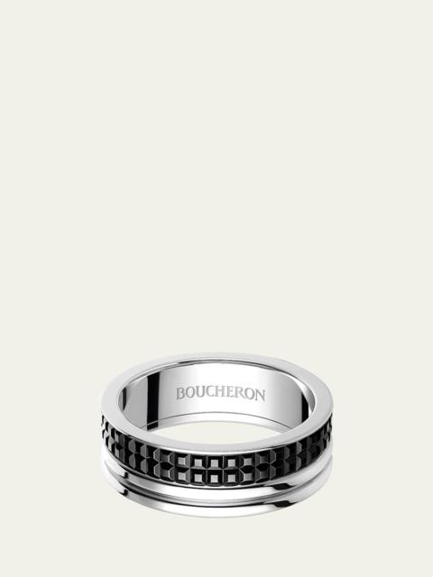 Boucheron White Gold Quatre Black Edition Band Ring, Large Model