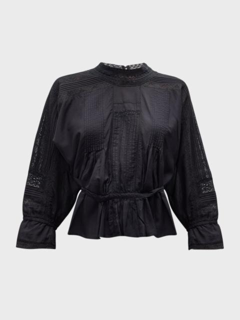 Vanessa Bruno Viva Pintuck Lace-Inset Blouse