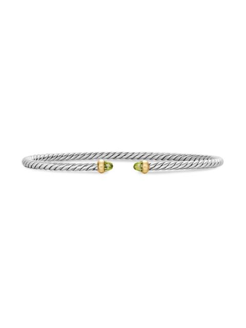 DAVID YURMAN Women's Micro Cable Flex Bracelet in Sterling Silver - Peridot