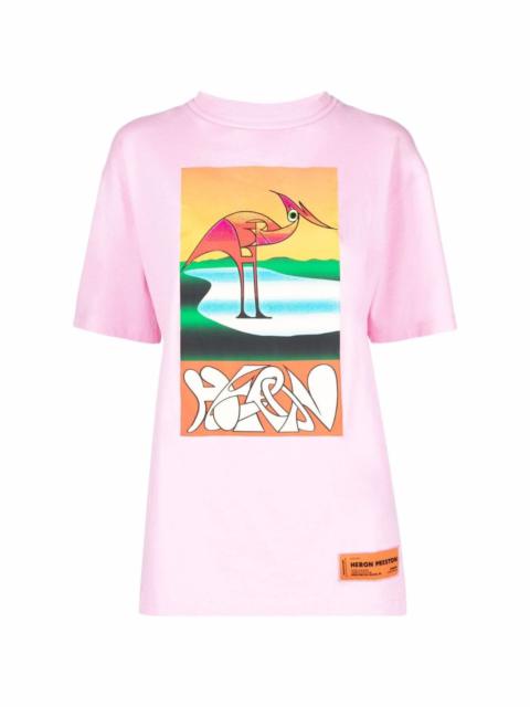 heron-print T-shirt