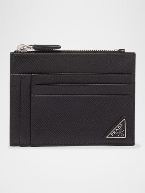 Prada Men's Saffiano Leather Zip Card Holder