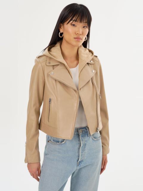 LAMARQUE HOLY | Leather Biker Jacket with Removable Hood