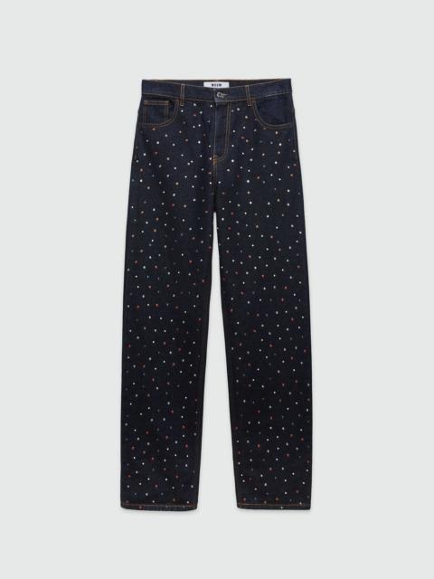 MSGM Wide-leg denim pants with studs