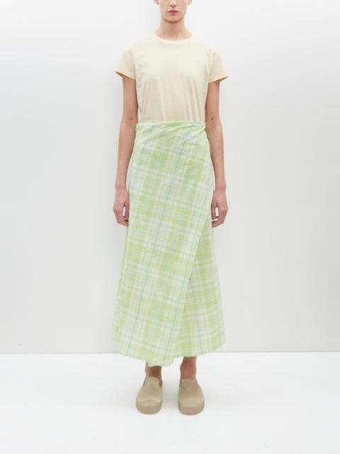6397 Draped Wrap Skirt — Lime Plaid