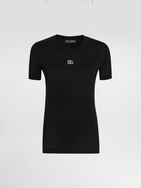 Dolce & Gabbana Jersey T-shirt with crystal DG embellishment
