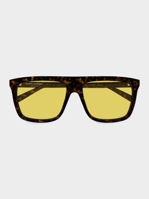 SAINT LAURENT Men's Sl 904-003 59 Acetate and Bio-Nylon Rectangle Sunglasses