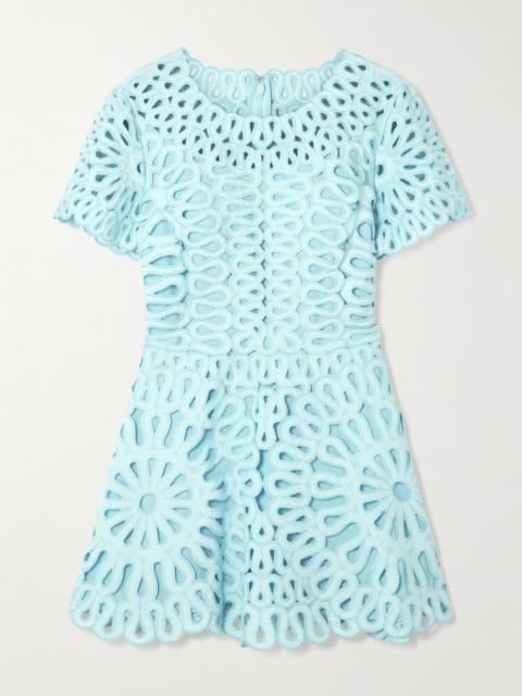 SIMKHAI Emrys Broderie Anglaise Cotton-blend Mini Dress
