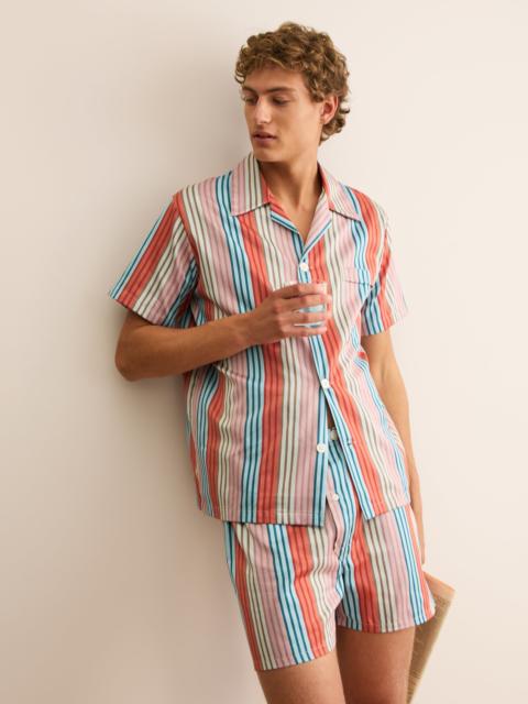 Derek Rose Men's Short Pajamas Wellington Cotton Satin Multi Stripe