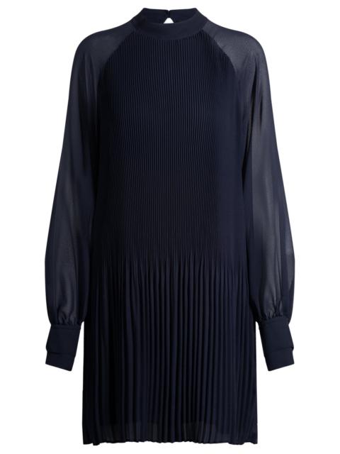 BOSS HIGH-NECK DRESS WITH PLISSÉ PLEATS AND SHEER SLEEVES