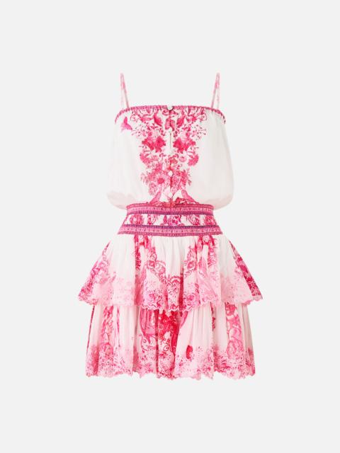 CAMILLA SHIRRED WAIST MINI DRESS LIVIN LA VIDA ROSA