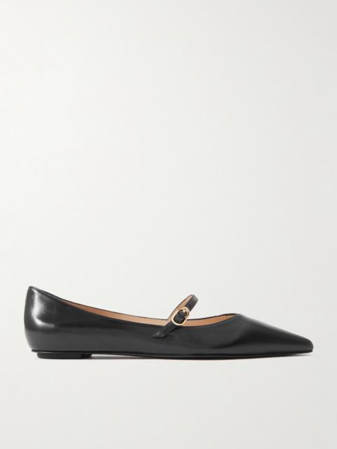 Stuart Weitzman Emilia Leather Mary Jane Point-toe Flats