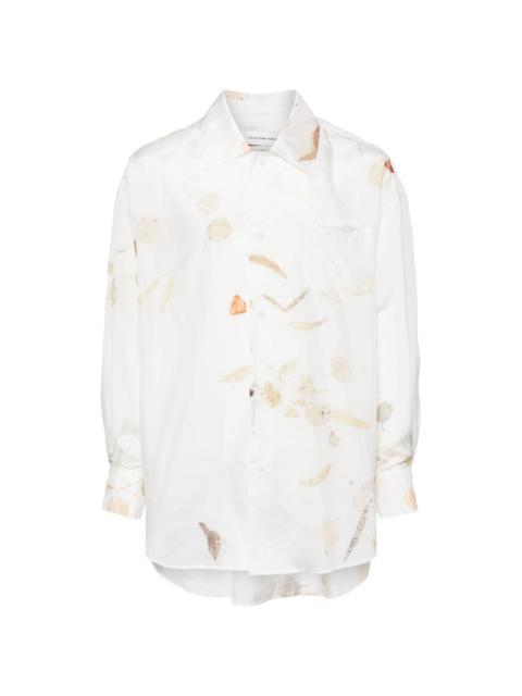 leaf-print silk shirt