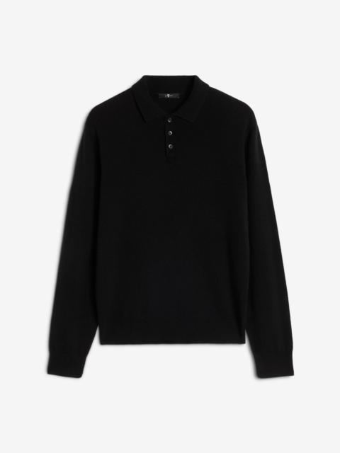7 For All Mankind Cashmere Polo Sweater In Coal