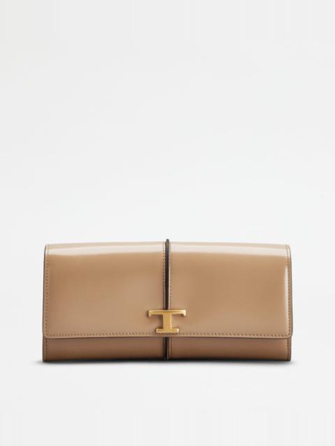 Tod's T TIMELESS WALLET IN LEATHER - BEIGE