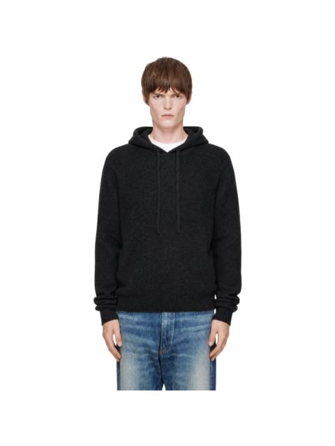 AMOMENTO Gray Racoon Knit Hoodie
