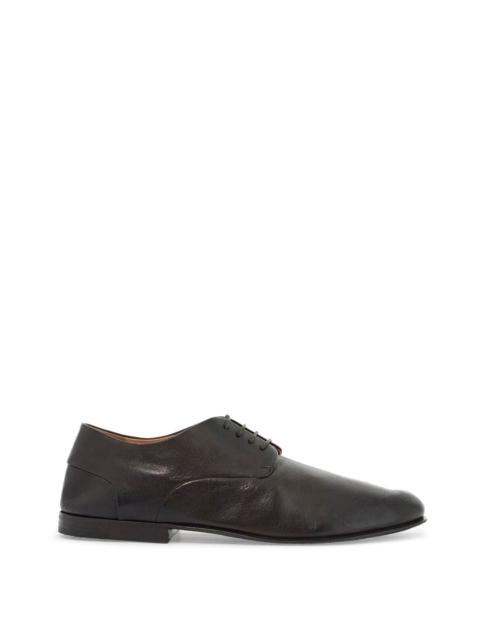 DARK BROWN CALFSKIN DERBY WITH LEATHER SOLE