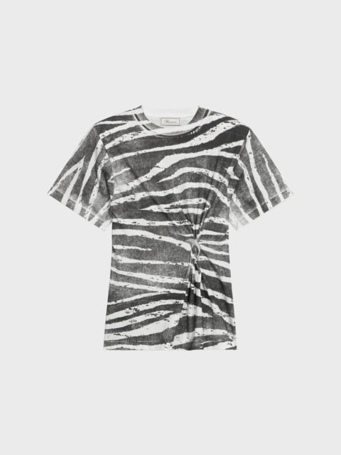 PRINTED RIBBED T-SHIRT WITH METAL DOLPHIN DETAIL