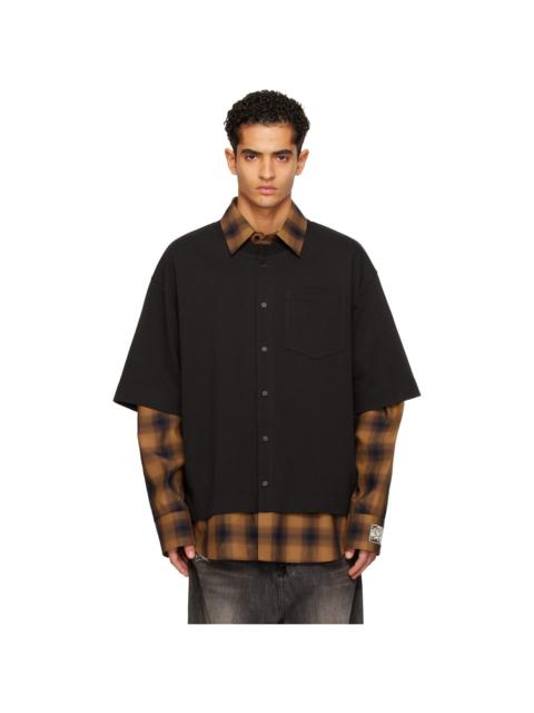 We11done Black & Orange Flannel Check Layered Shirt