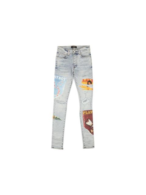 AMIRI AMIRI Denim Playboy Magazine Skinny Jeans Blue