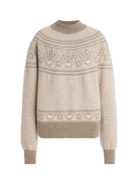 KHAITE Guy Fair Isle Cashmere Sweater neutral