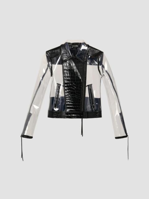 TOM FORD Women's Glass-Effect & Leather Biker Jacket - Black