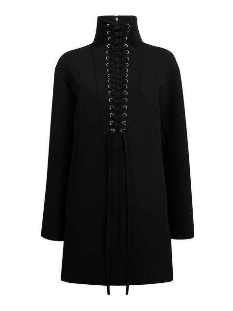 KHAITE Lee Lace-Up Crepe Mini Dress black